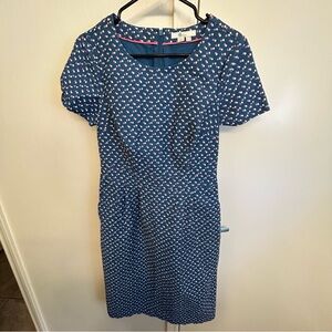 Boden Sierra Textured Polka Dot Blue Pink White Accents Size 6 Cotton Lined
